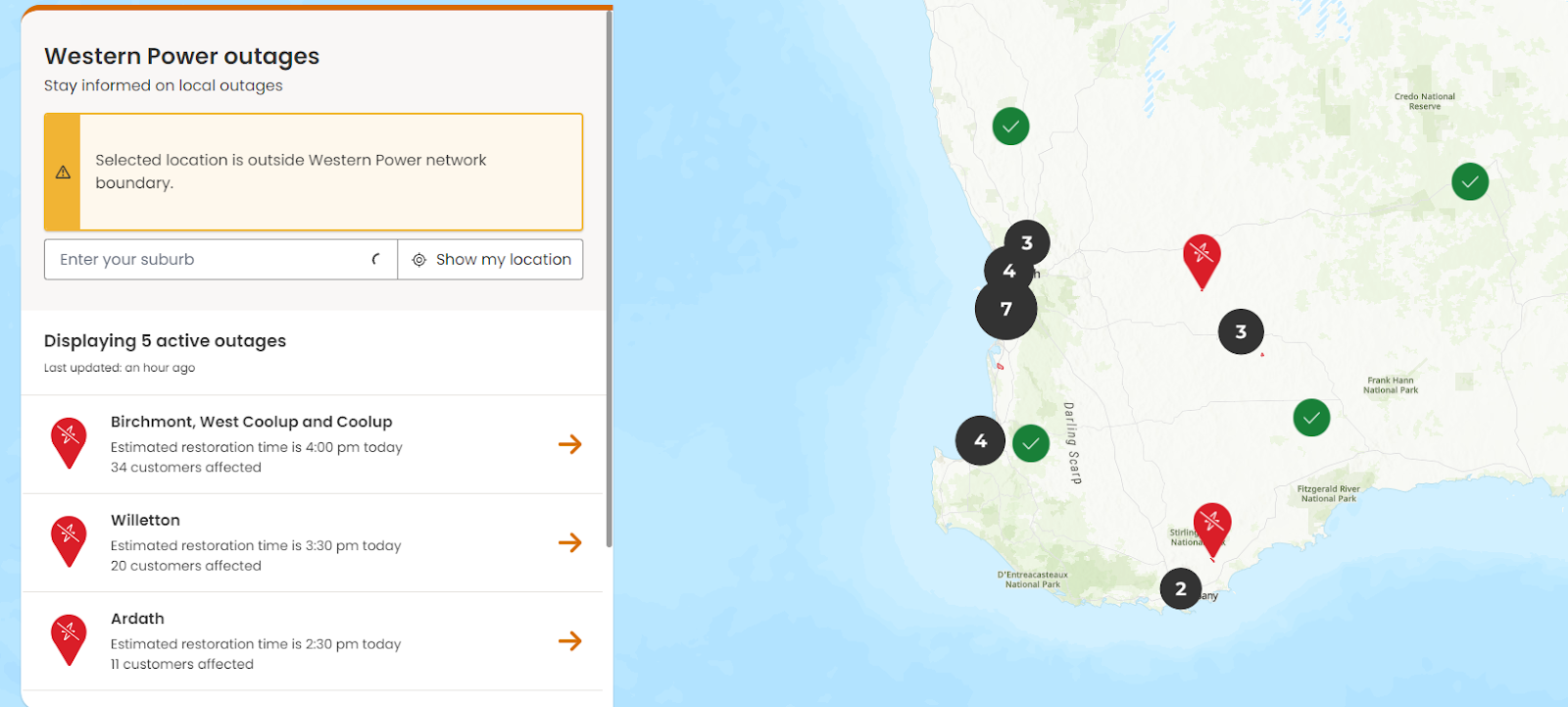 power outage perth wa