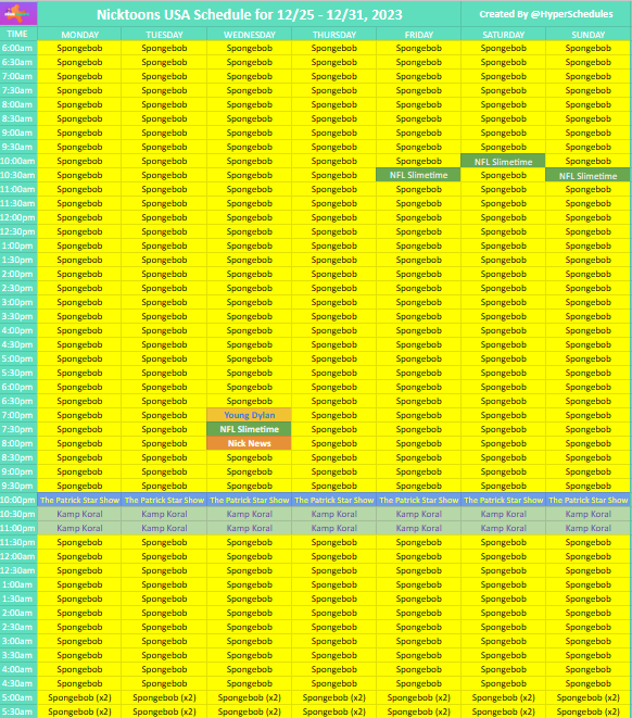 nicktoons schedule