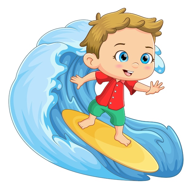 boy surfing clipart