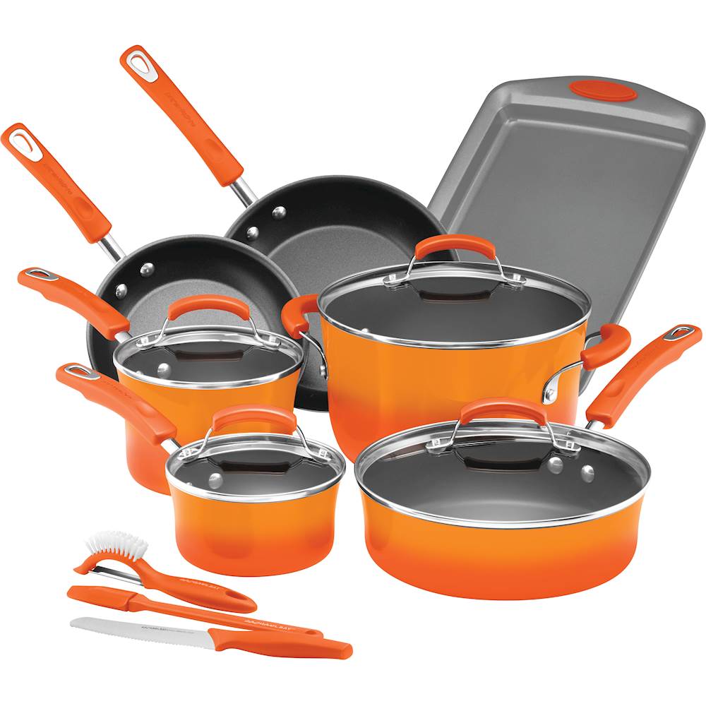 rachael ray pots and pans orange