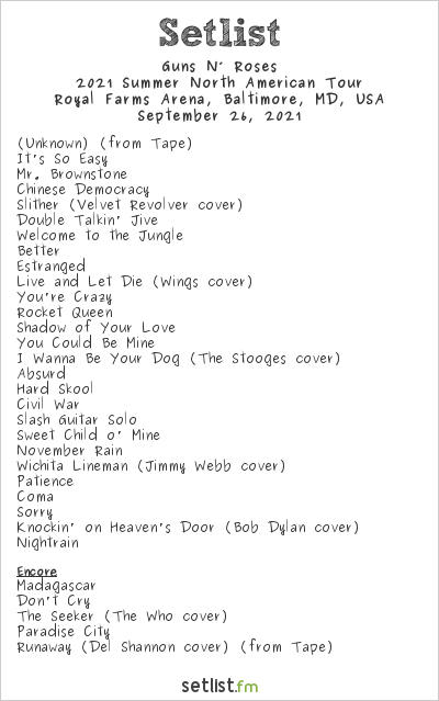 guns n roses setlist.fm