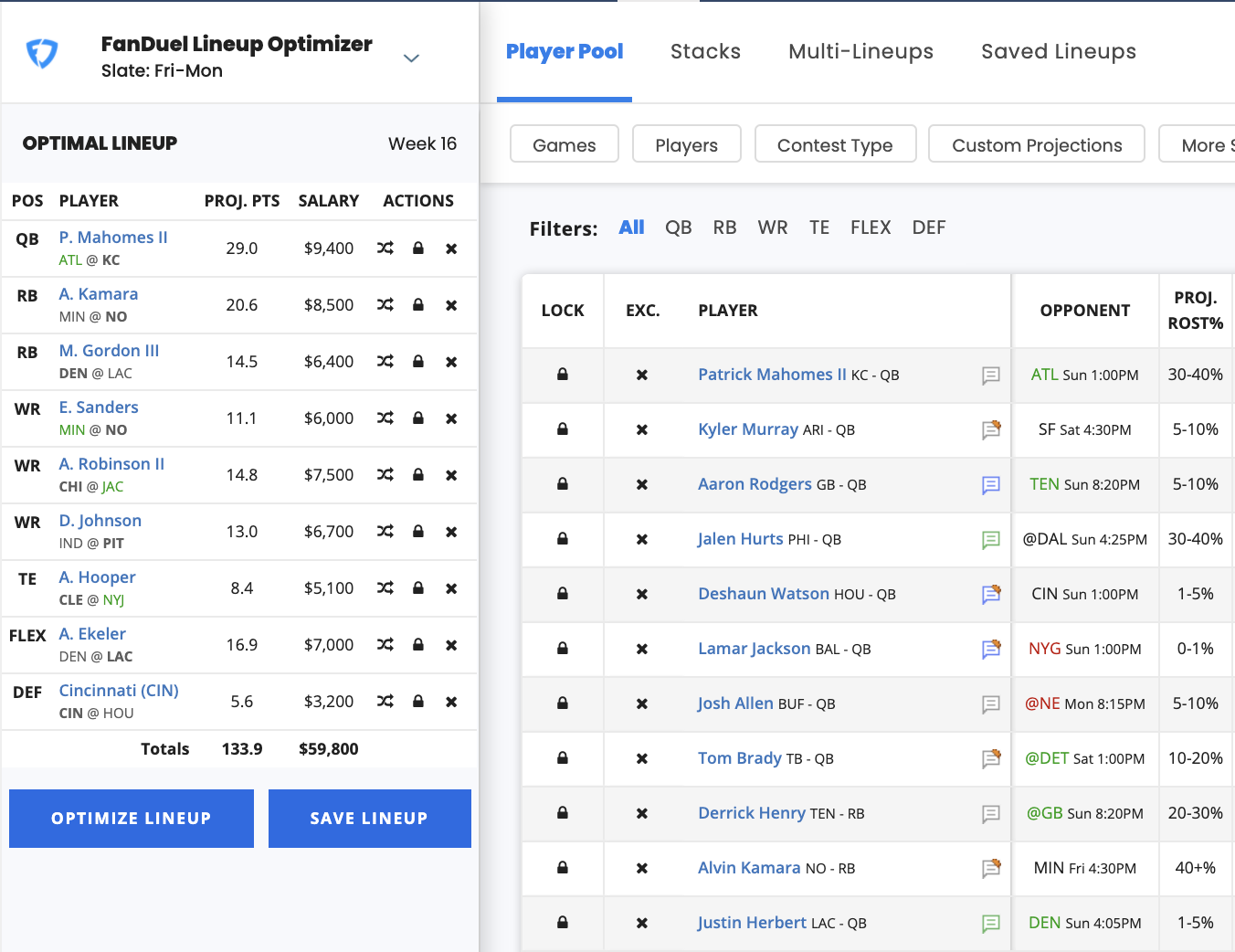 yahoo dfs optimizer