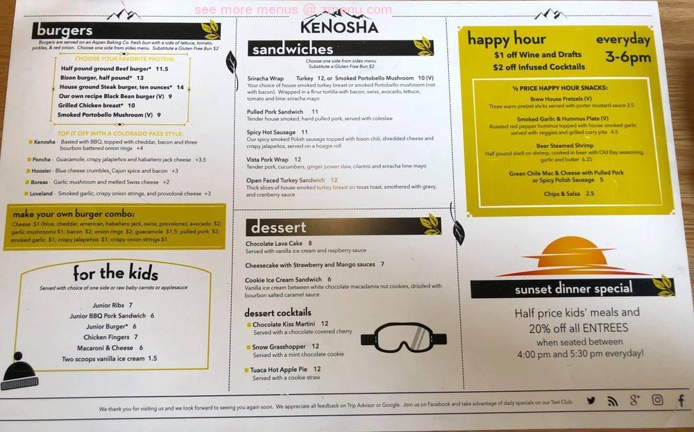 kenosha breck menu