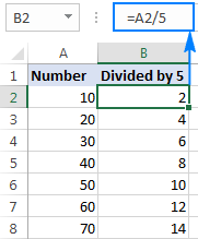 excel divide