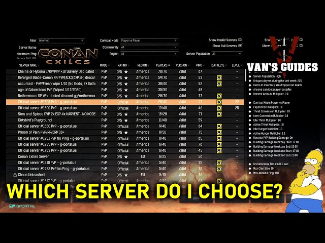 conan exiles server list