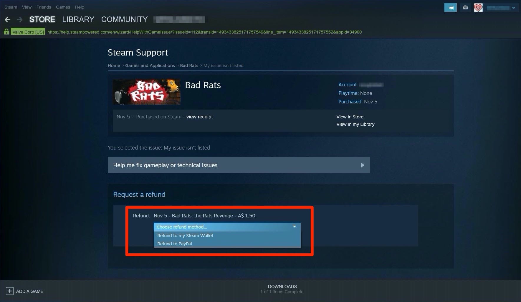 steam refund time