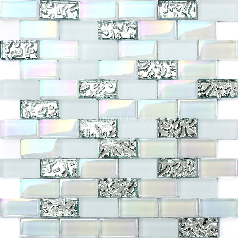 iridescent subway tile backsplash