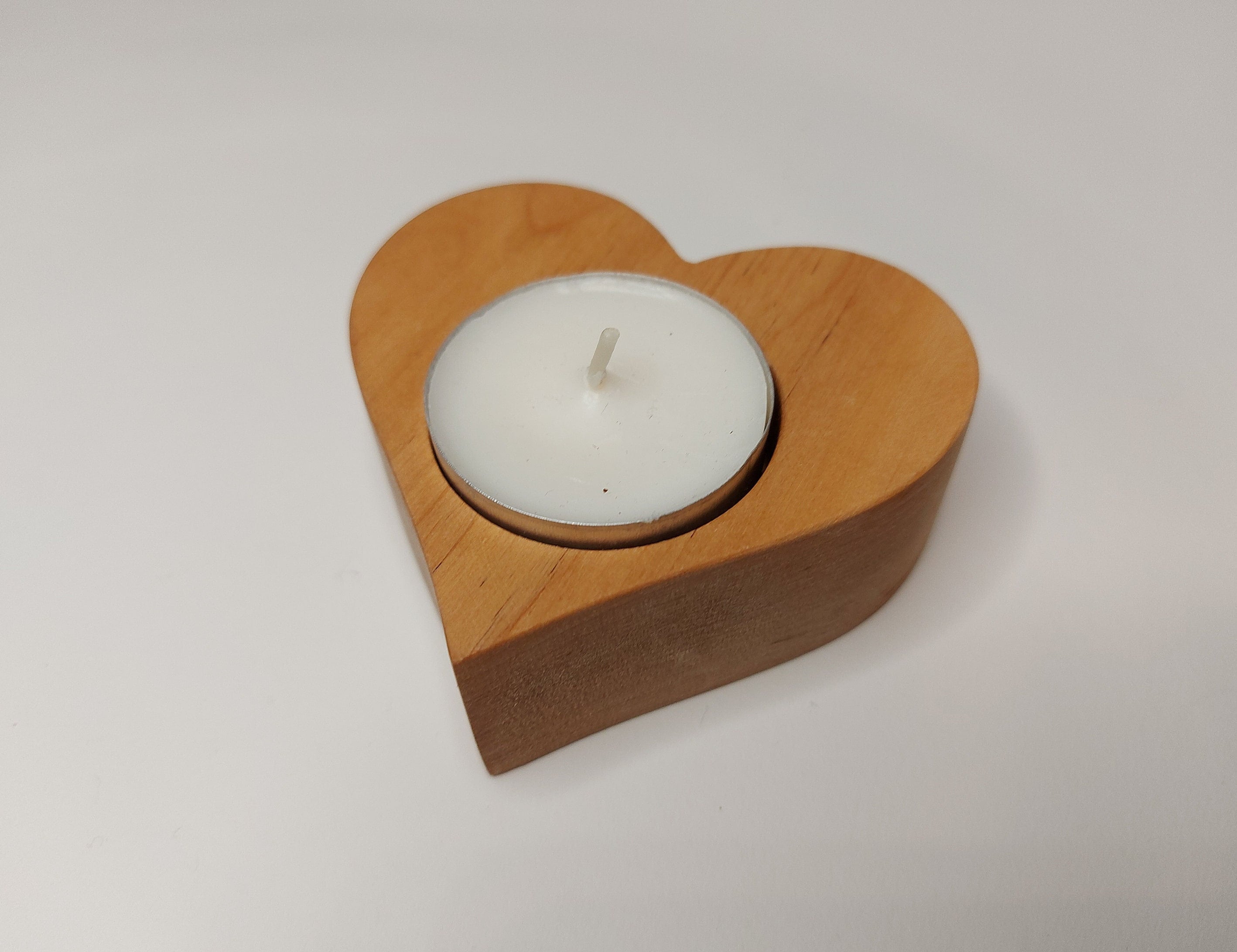 heart wooden candle holder