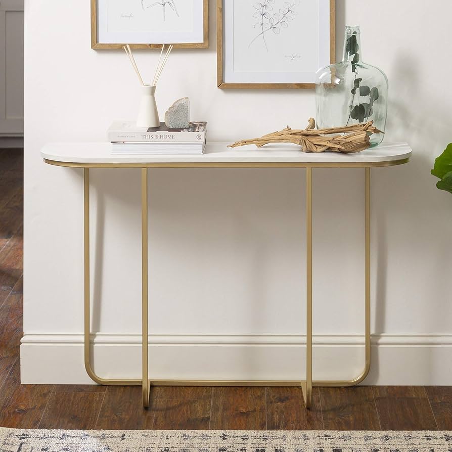 curved marble console table