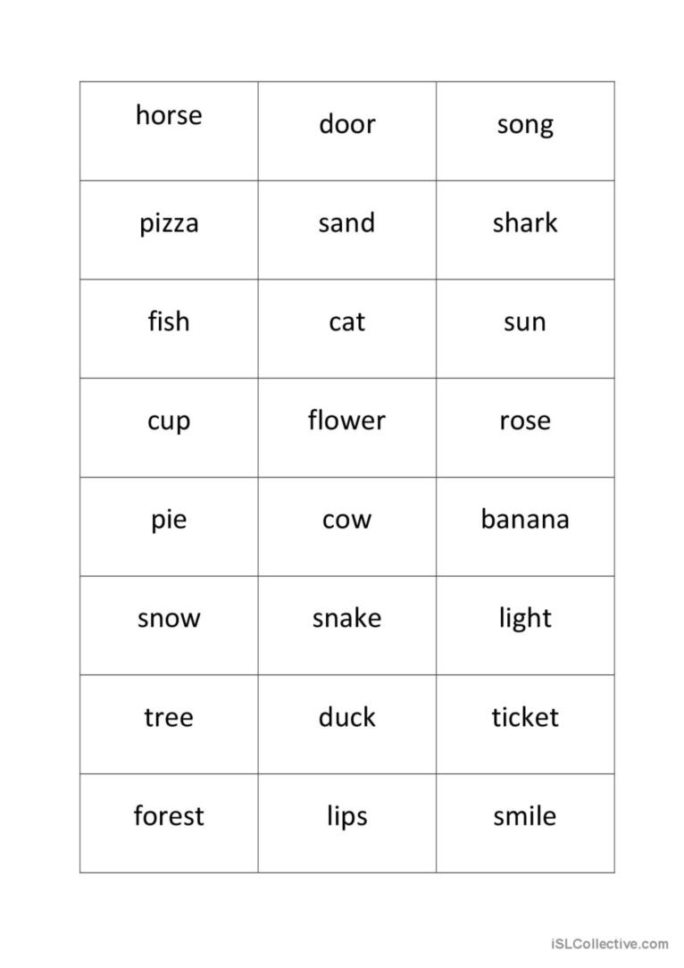 list of words pictionary