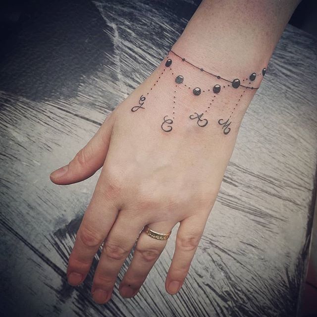 family charm bracelet tattoo