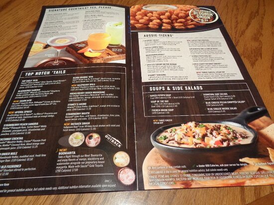 outback steakhouse restaurant menu