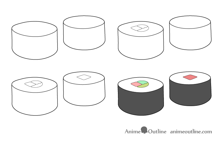 how to draw sushi easy step by step