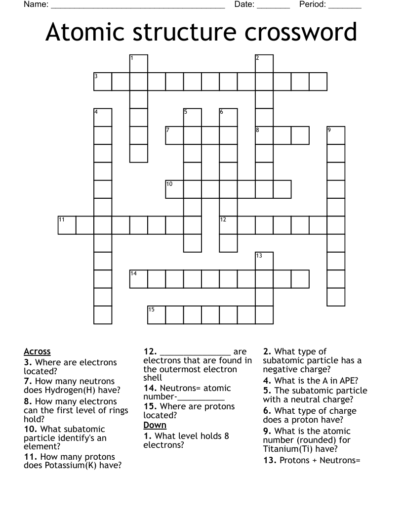 subatomic particle crossword puzzle