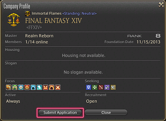 ffxiv how to search for free company