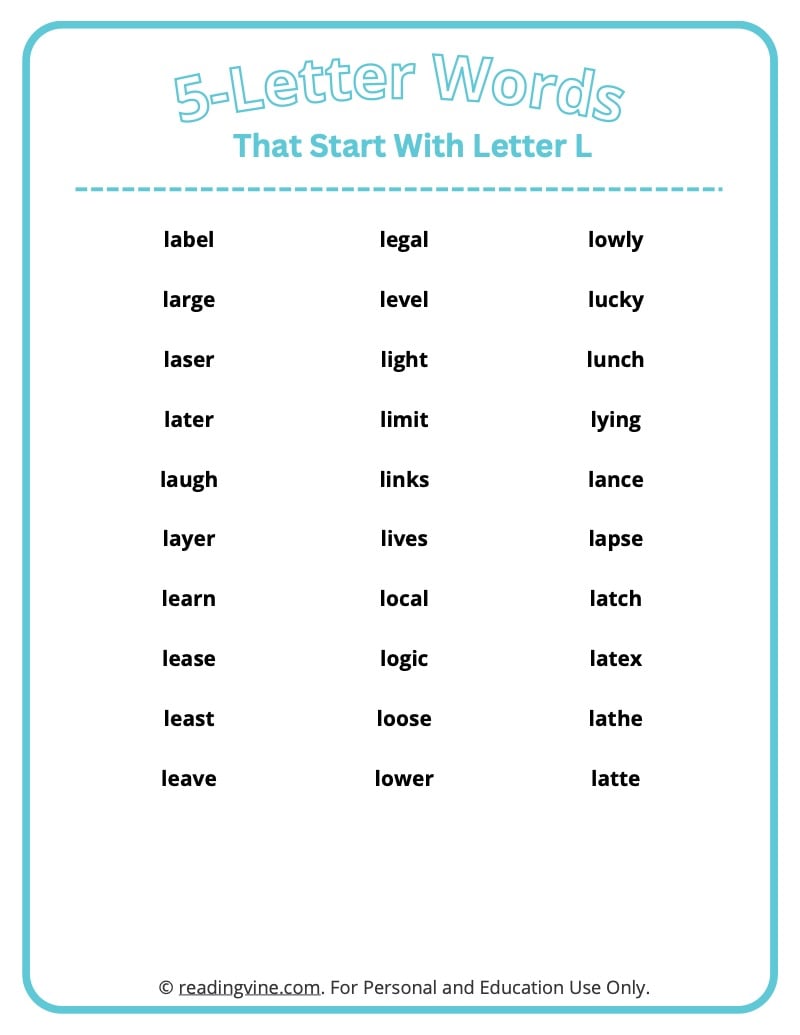 find 5 letter words from these letters