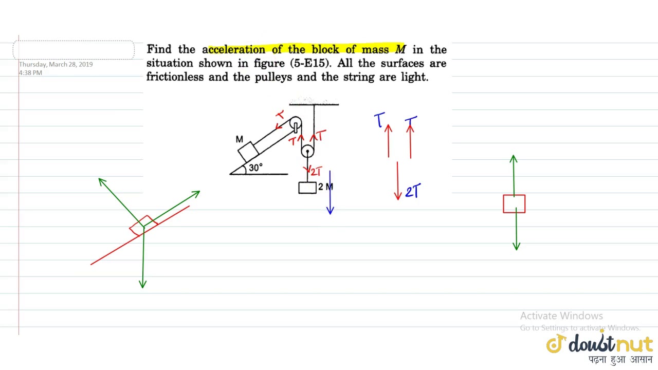 find the acceleration of the block of mass m