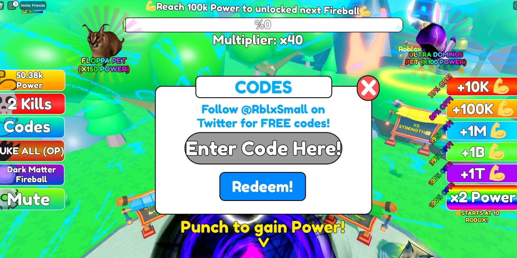 fireball punching simulator codes