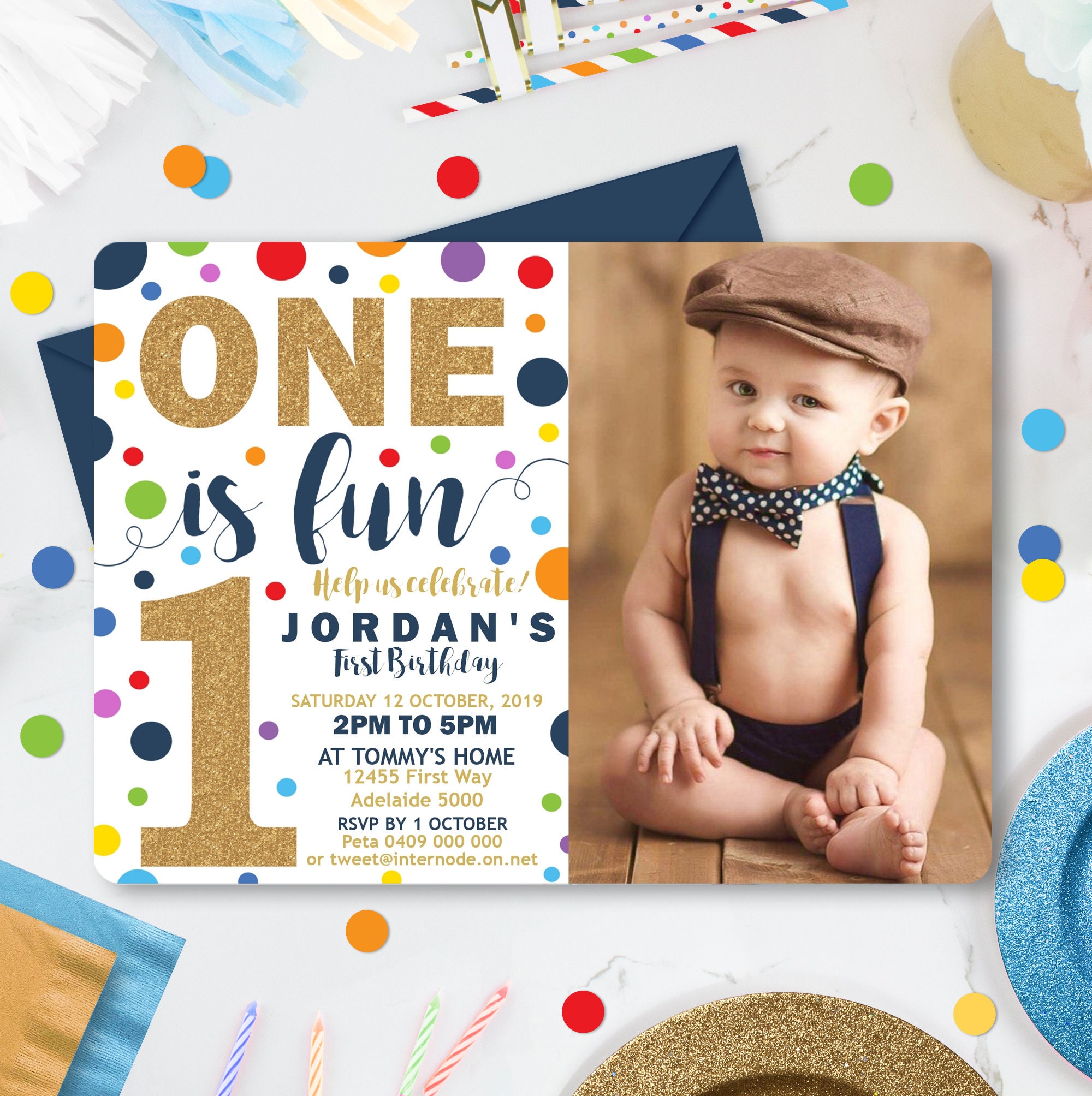 first birthday boy invitation card