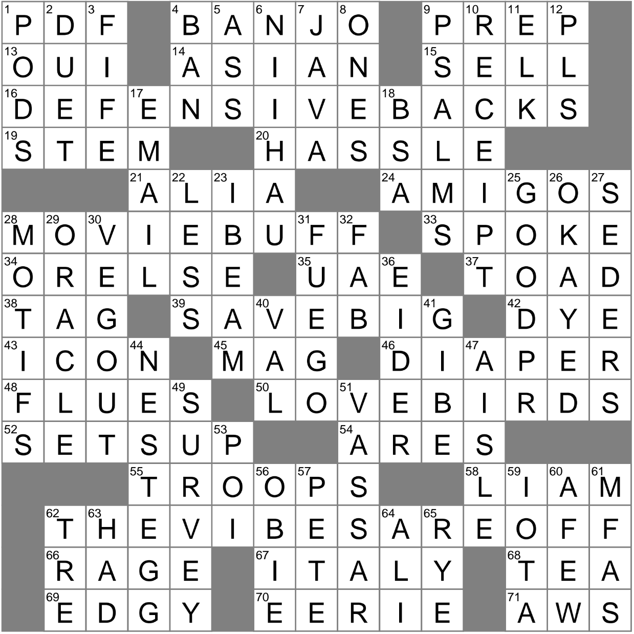 first course crossword clue