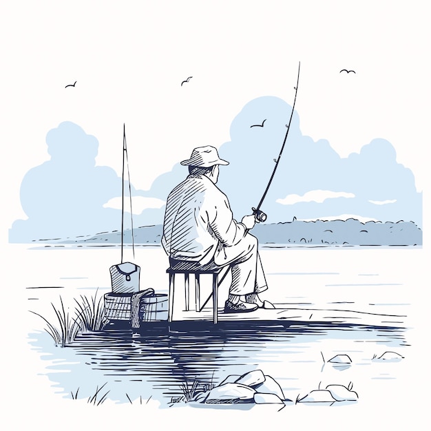 fisherman drawing