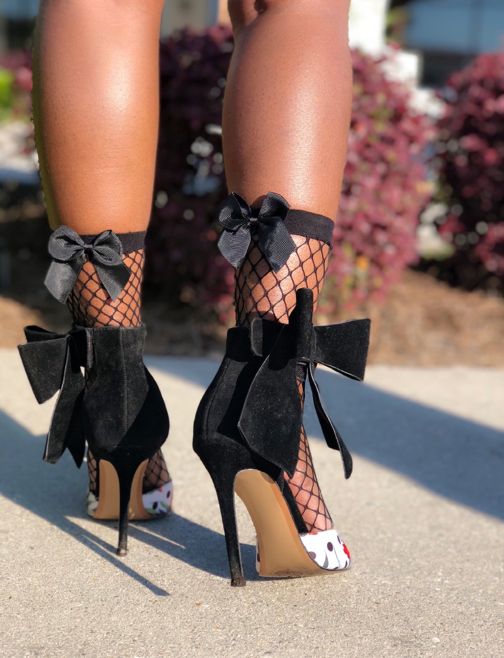 fishnet socks with bow