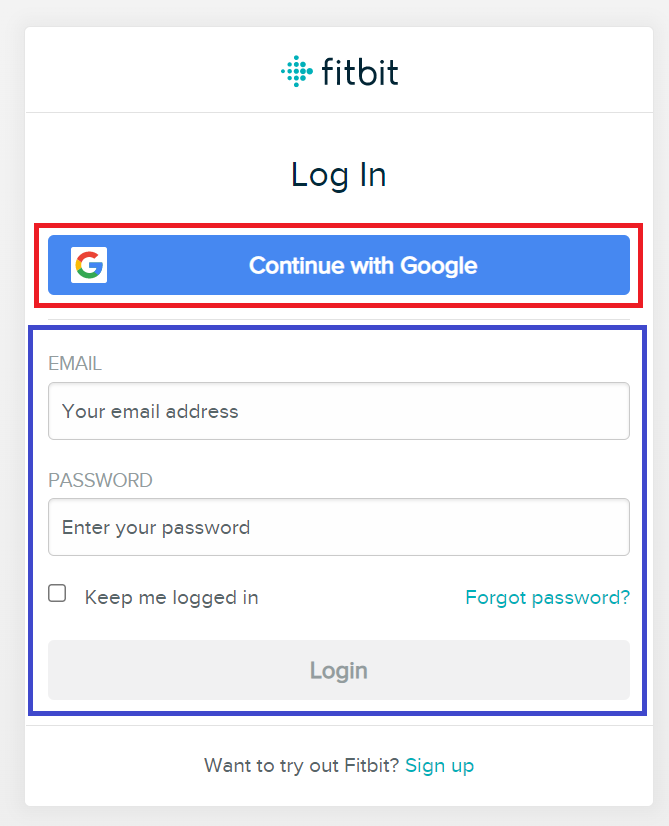 fitbit log in