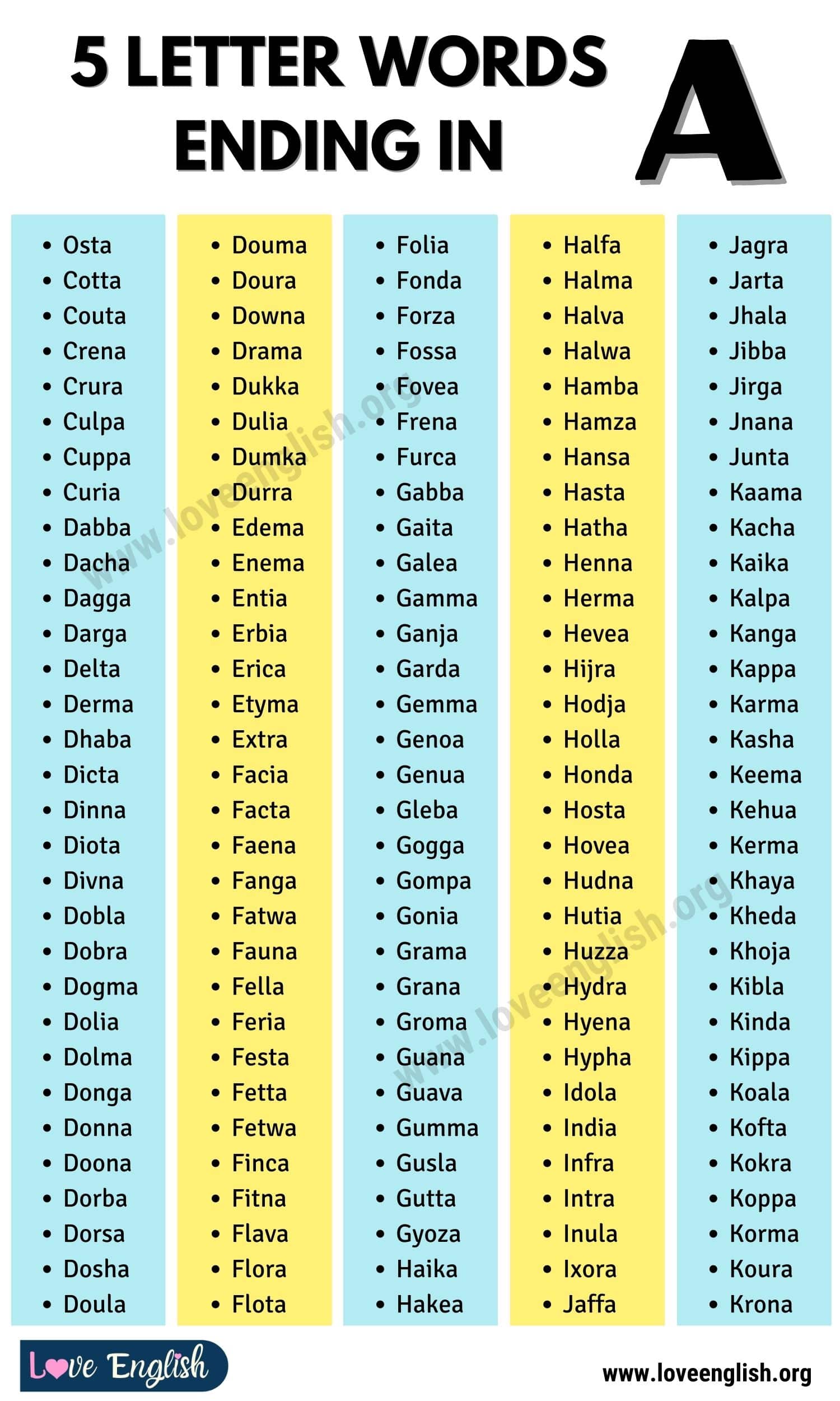 five letter words ending in age