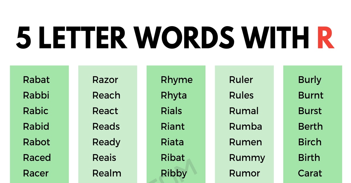 five letter words starting with r