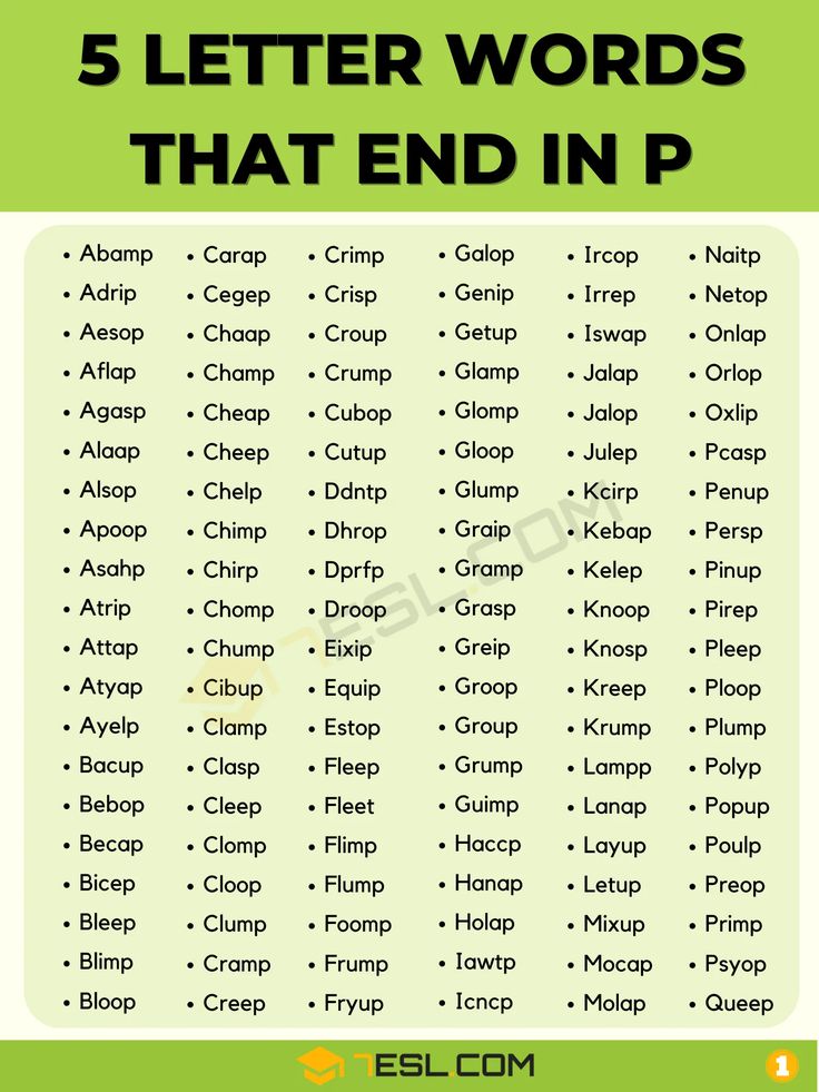 five letter words that end in p