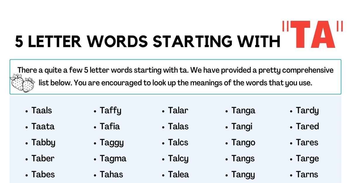 five letter words with ta