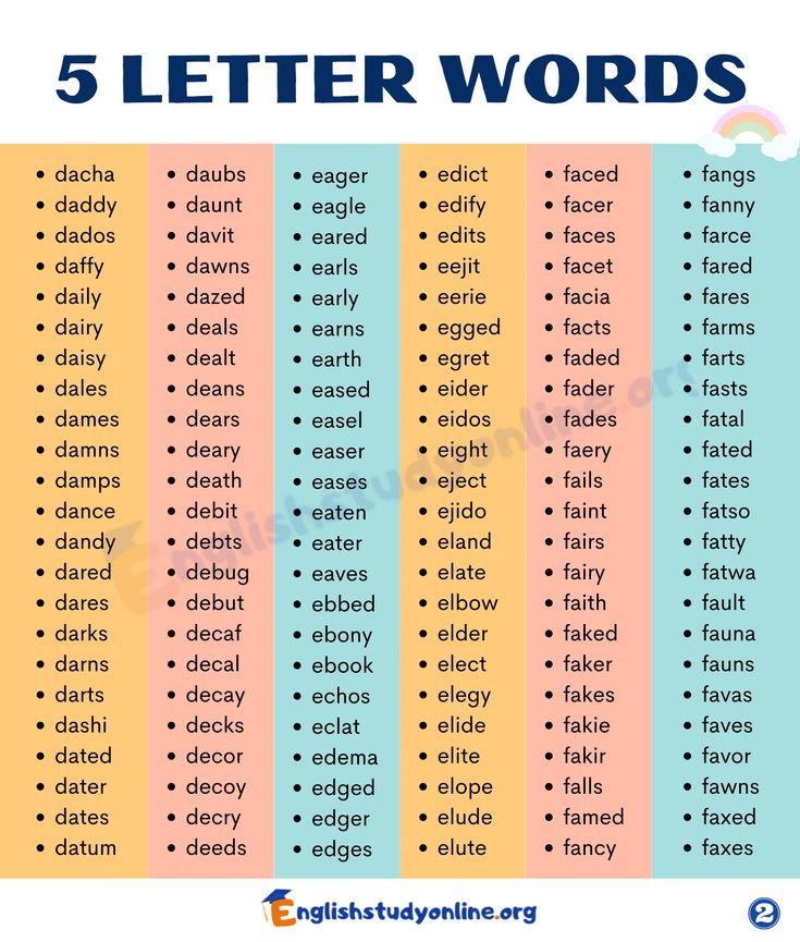 five letter words with