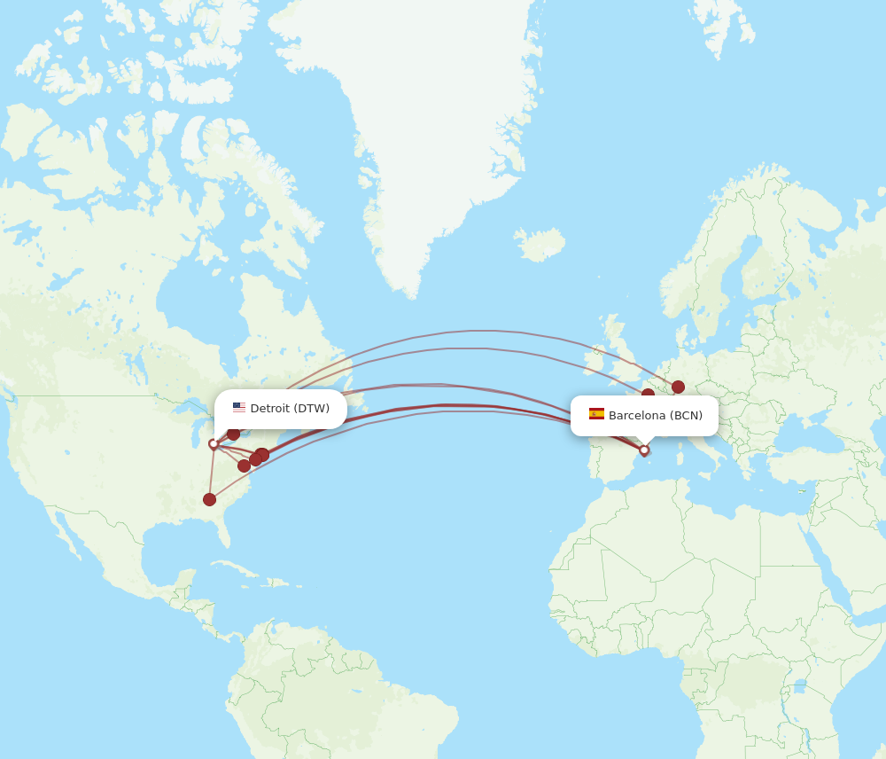 flights from dtw to barcelona