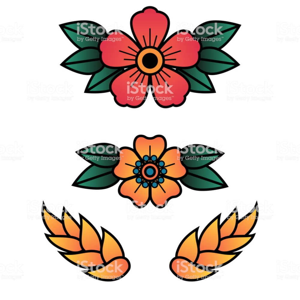 flores tradicional tattoo