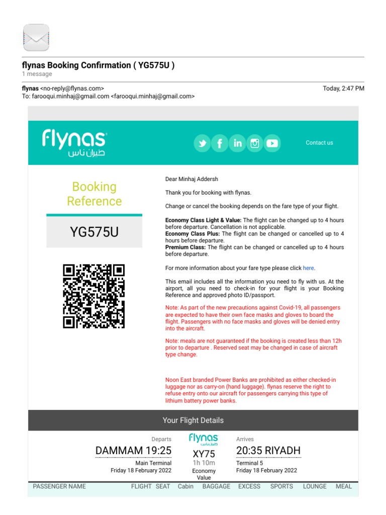 flynas flight ticket