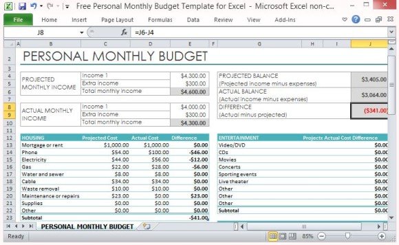 free excel monthly budget spreadsheet