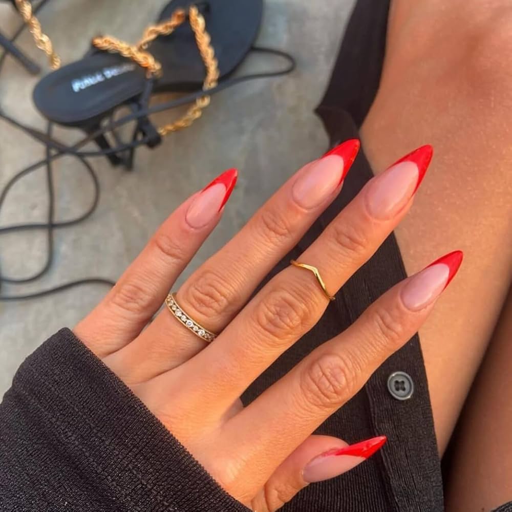 french nails red