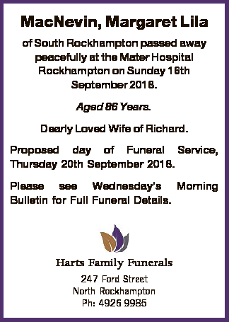 funeral notices rockhampton