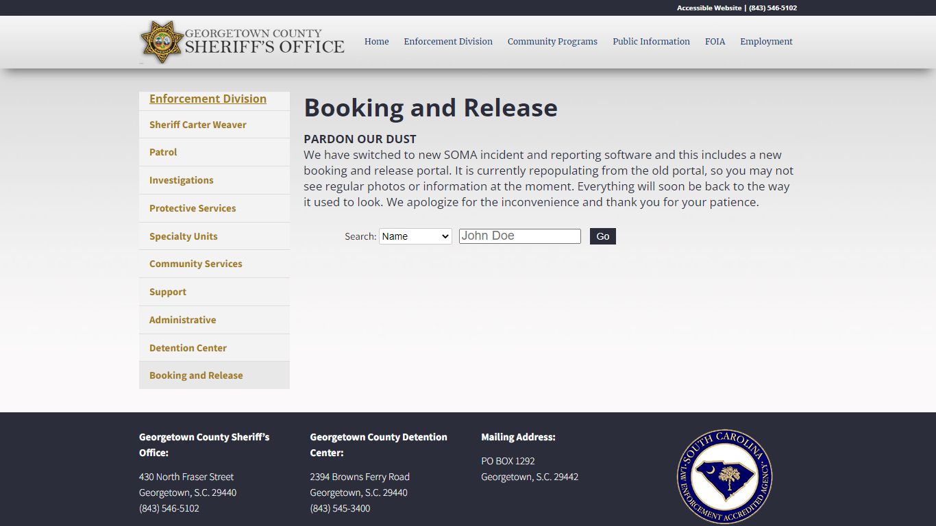 georgetown booking and release