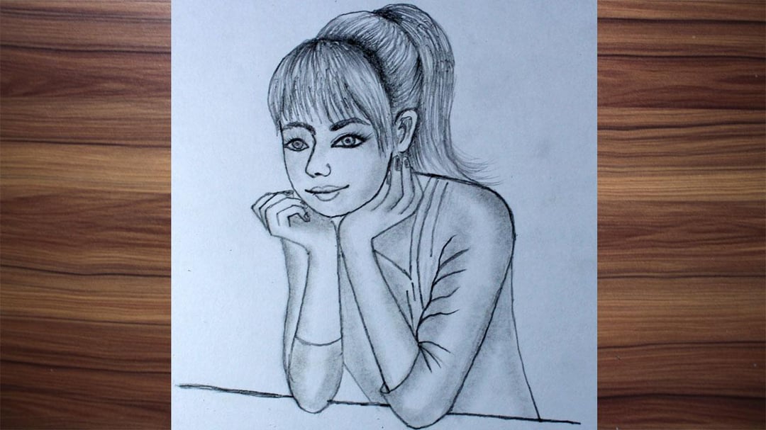 girl pencil sketch drawing