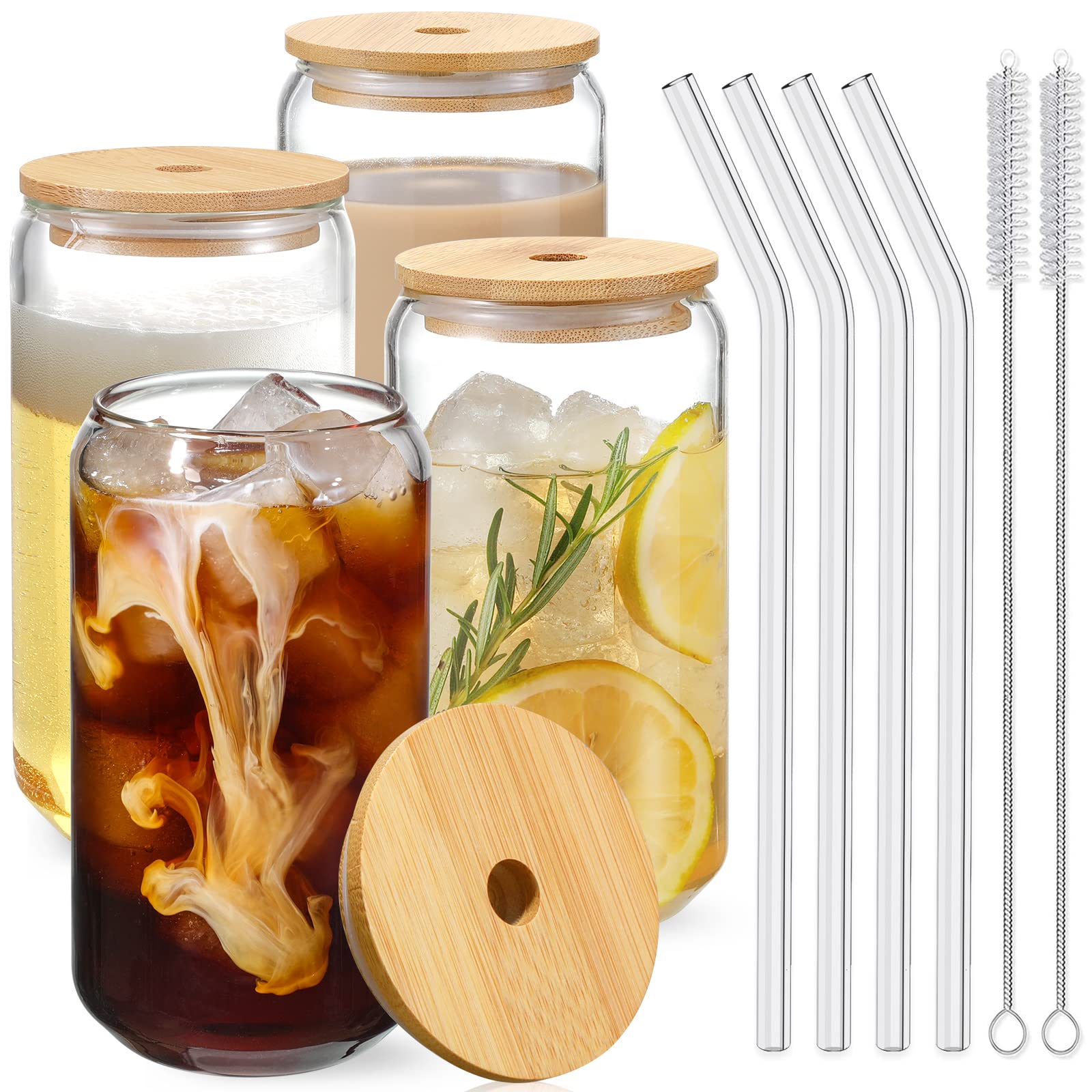 glass cups with bamboo lids