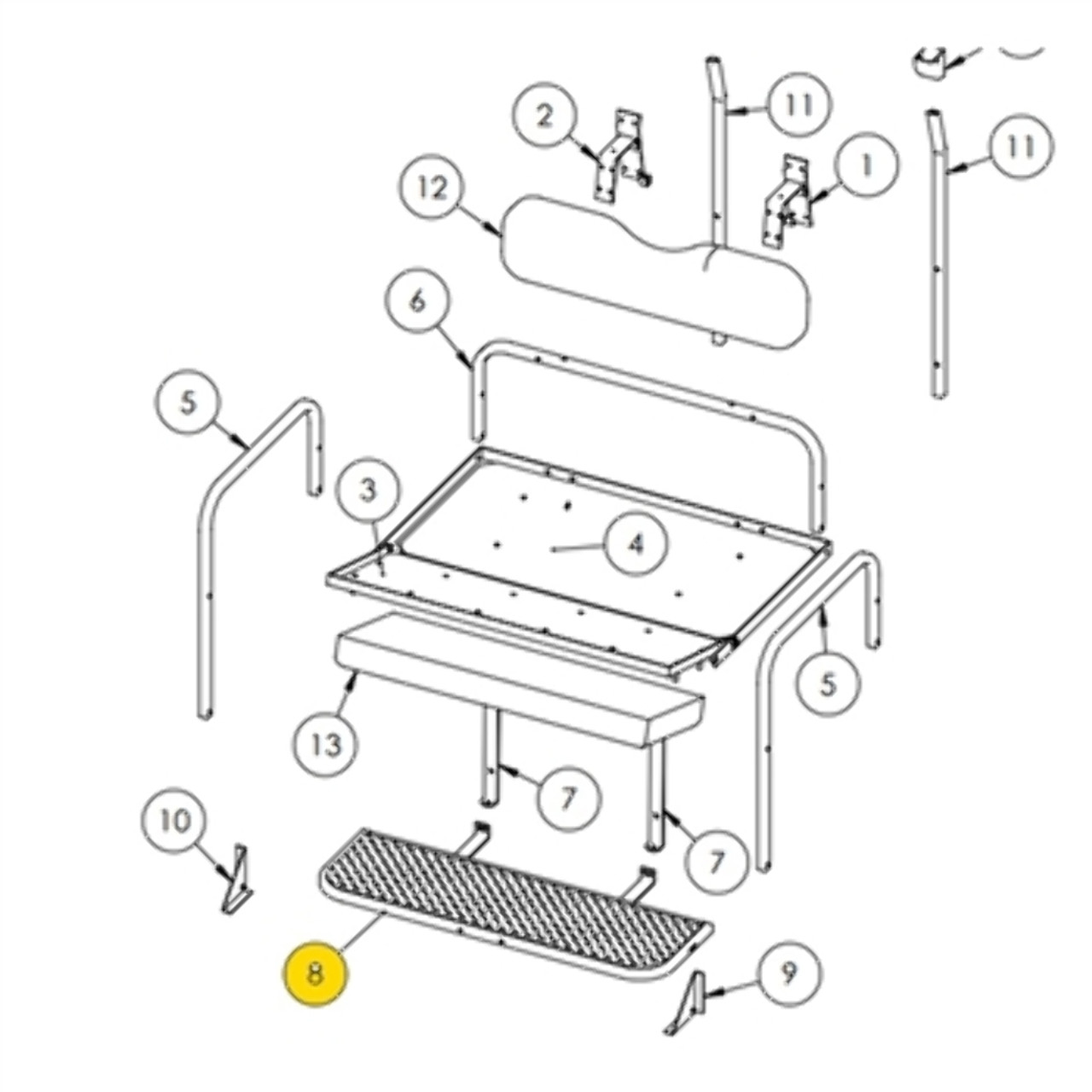 golf cart rear seat replacement parts