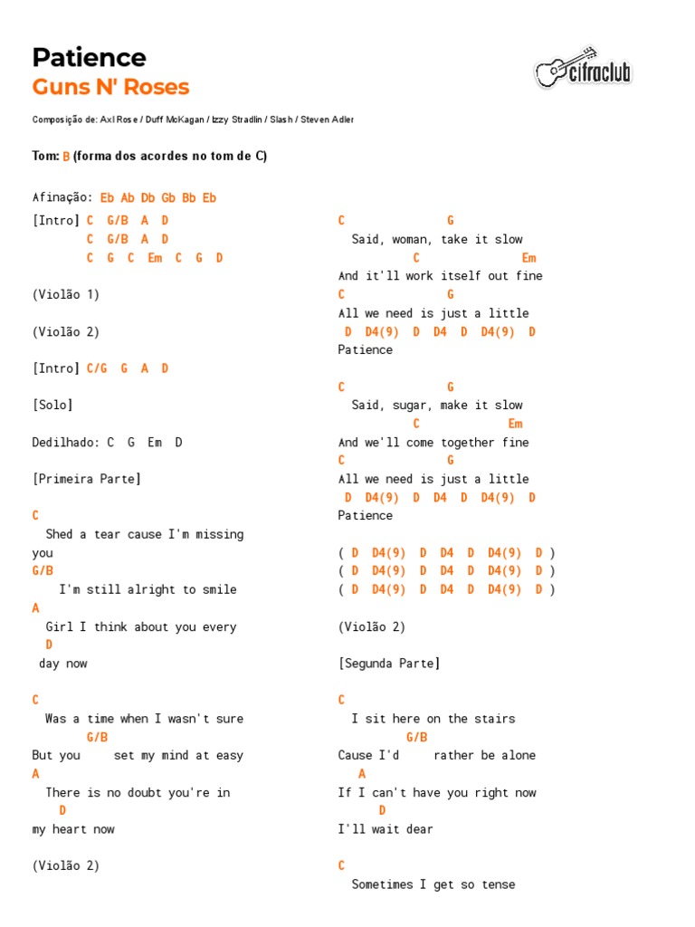 guns n roses patience chords