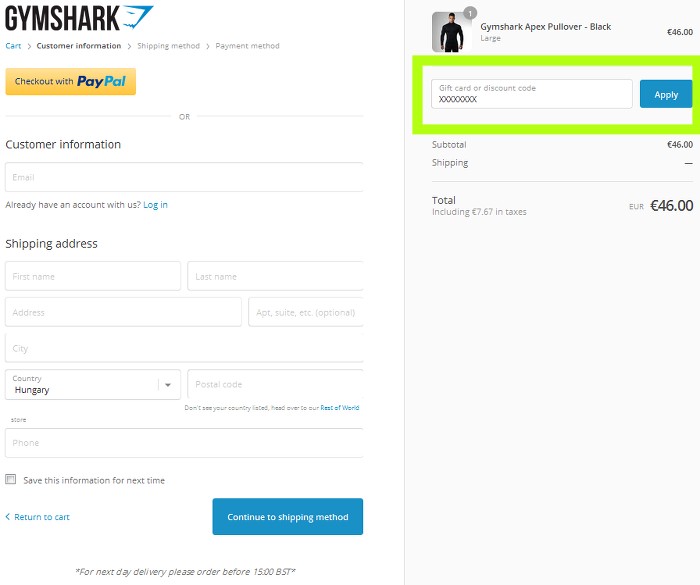 gymshark coupons