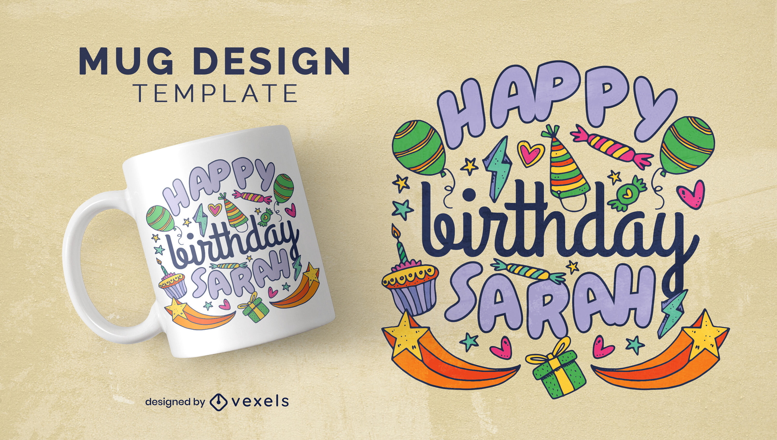 happy birthday mug design psd