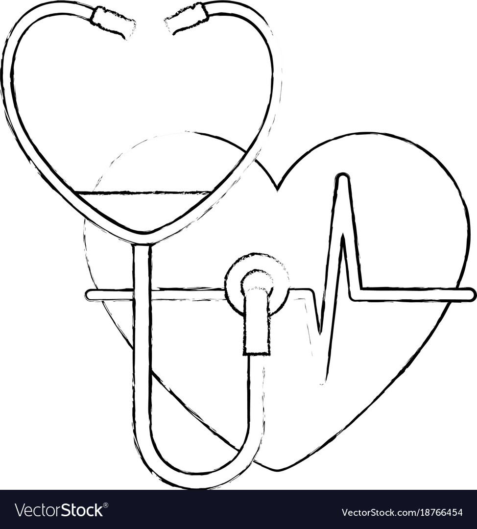 heart with stethoscope drawing