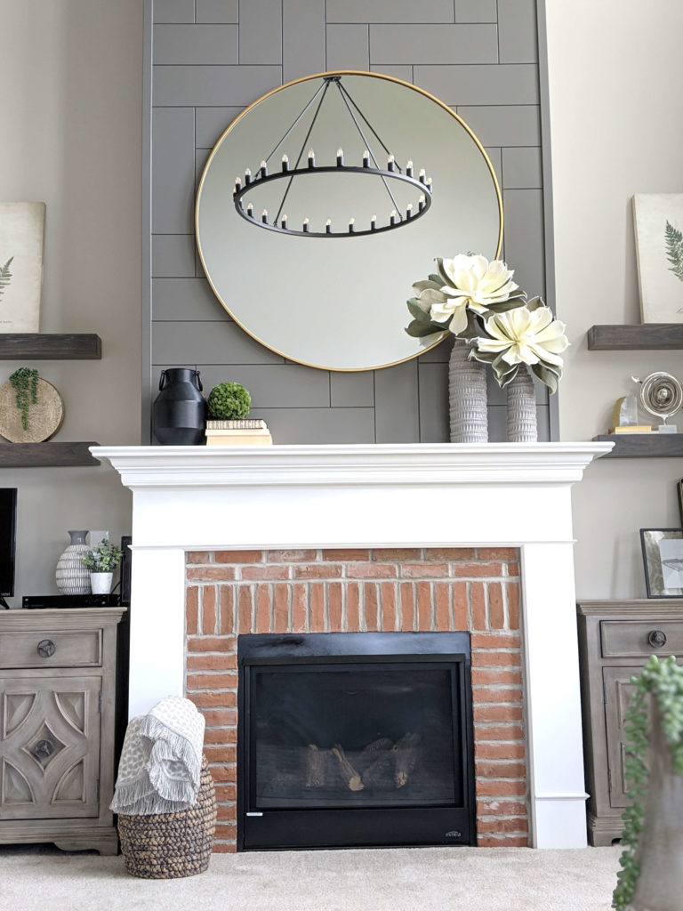 herringbone shiplap fireplace