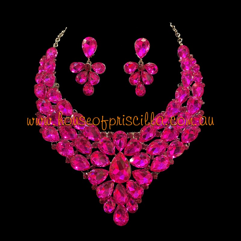 hot pink jewelry sets