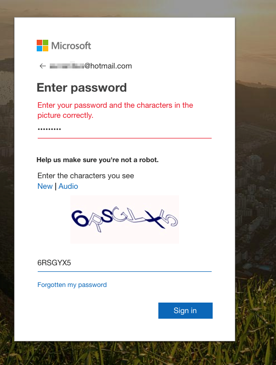 hotmail sign in blocked