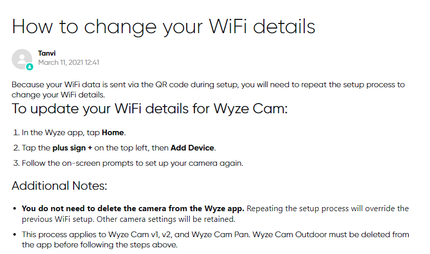 how to change network settings on wyze cam